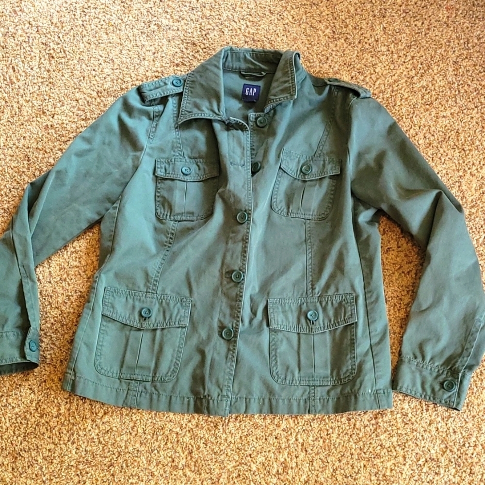 Gap Olive Green Button Down Utility Jacket Large - image 1